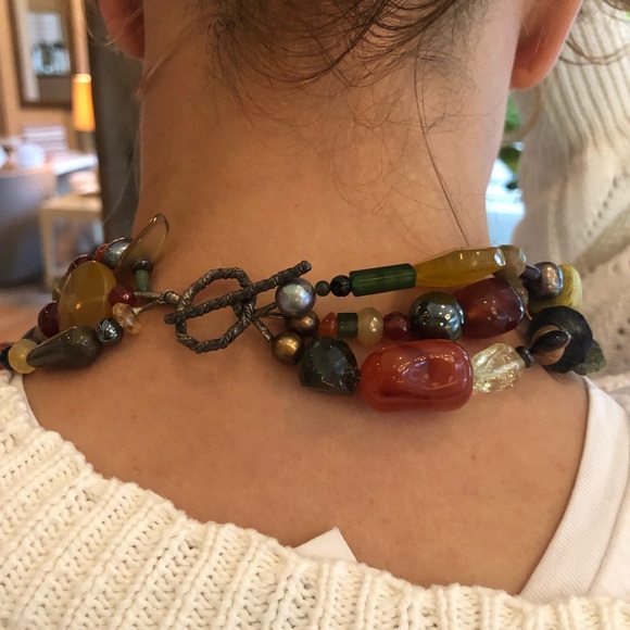 Multicolored Rhinestone Necklace - Picture 3 of 3